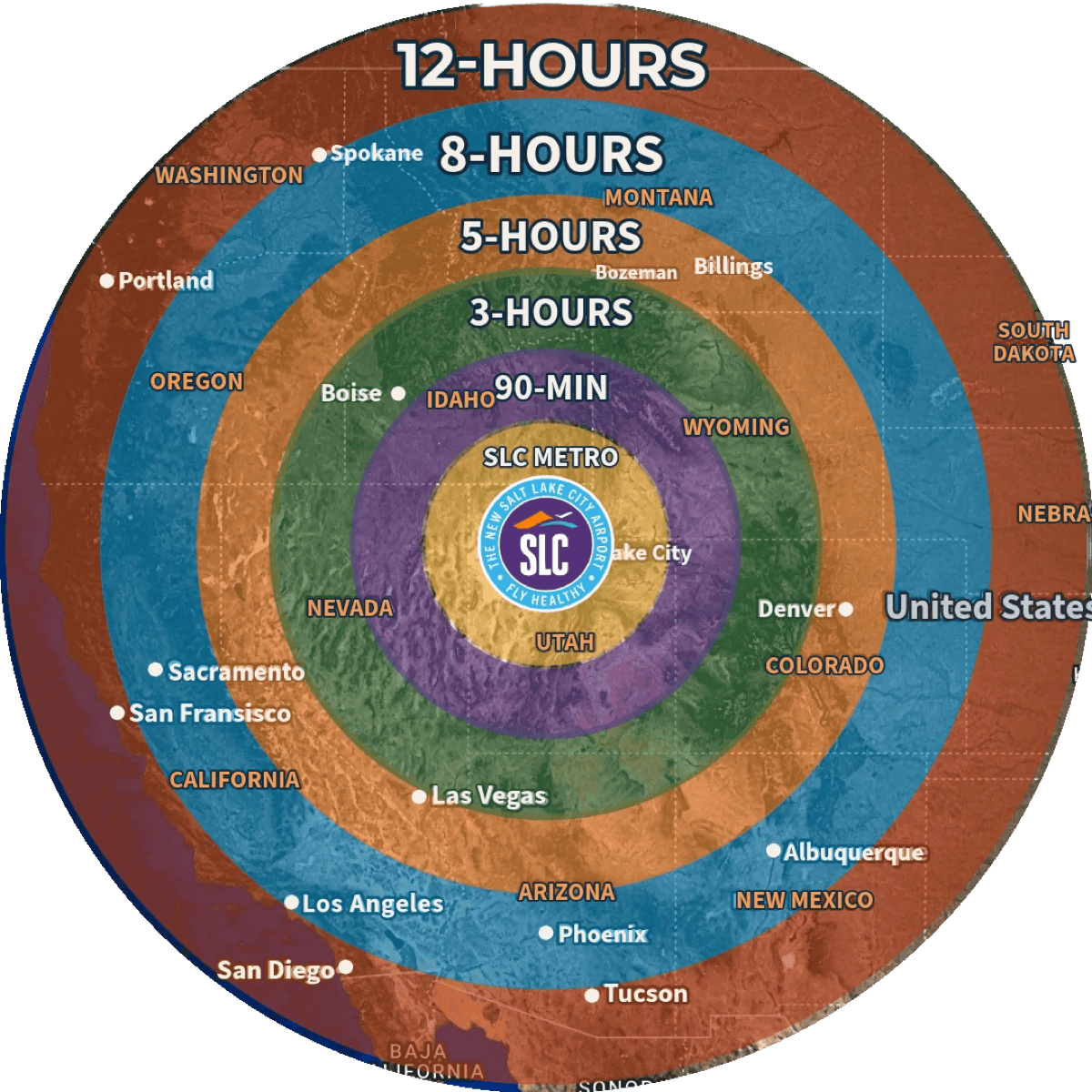 Drive Time Bullseye from Salt Lake City