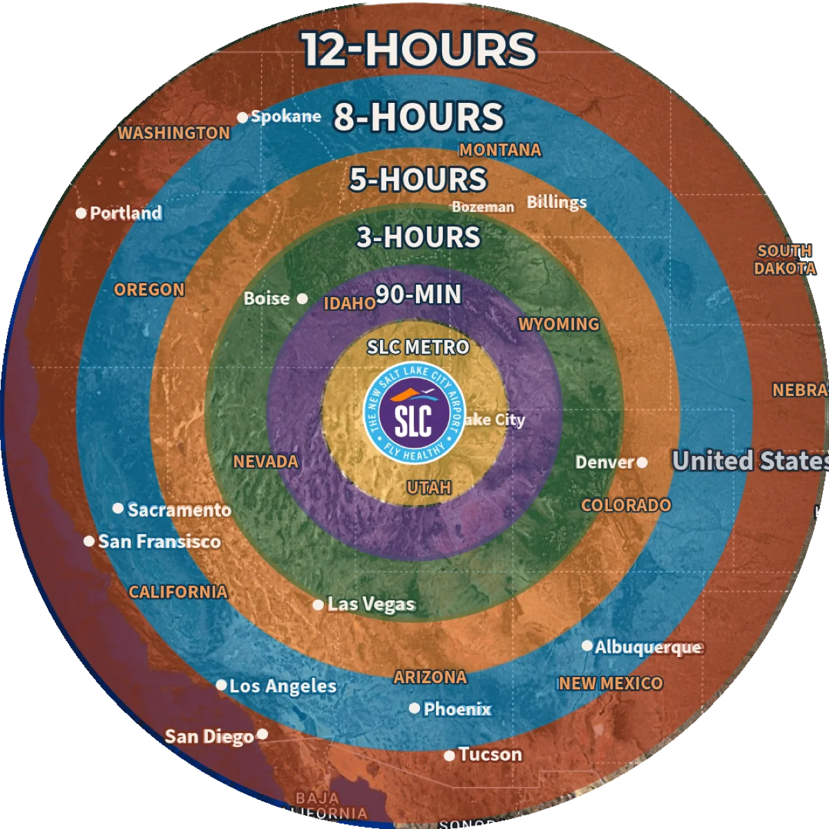 Drive Time Bullseye from Salt Lake City